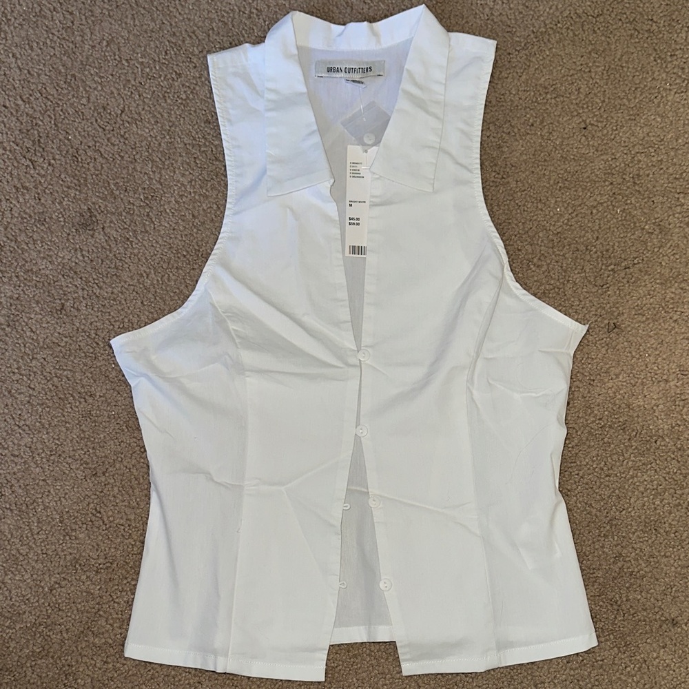 BNWT Urban Outfitters White Button Down Sleeveless Shirt